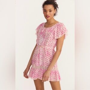 LoveShackFancy Niall Dress Pink Divine Hand Dye Small